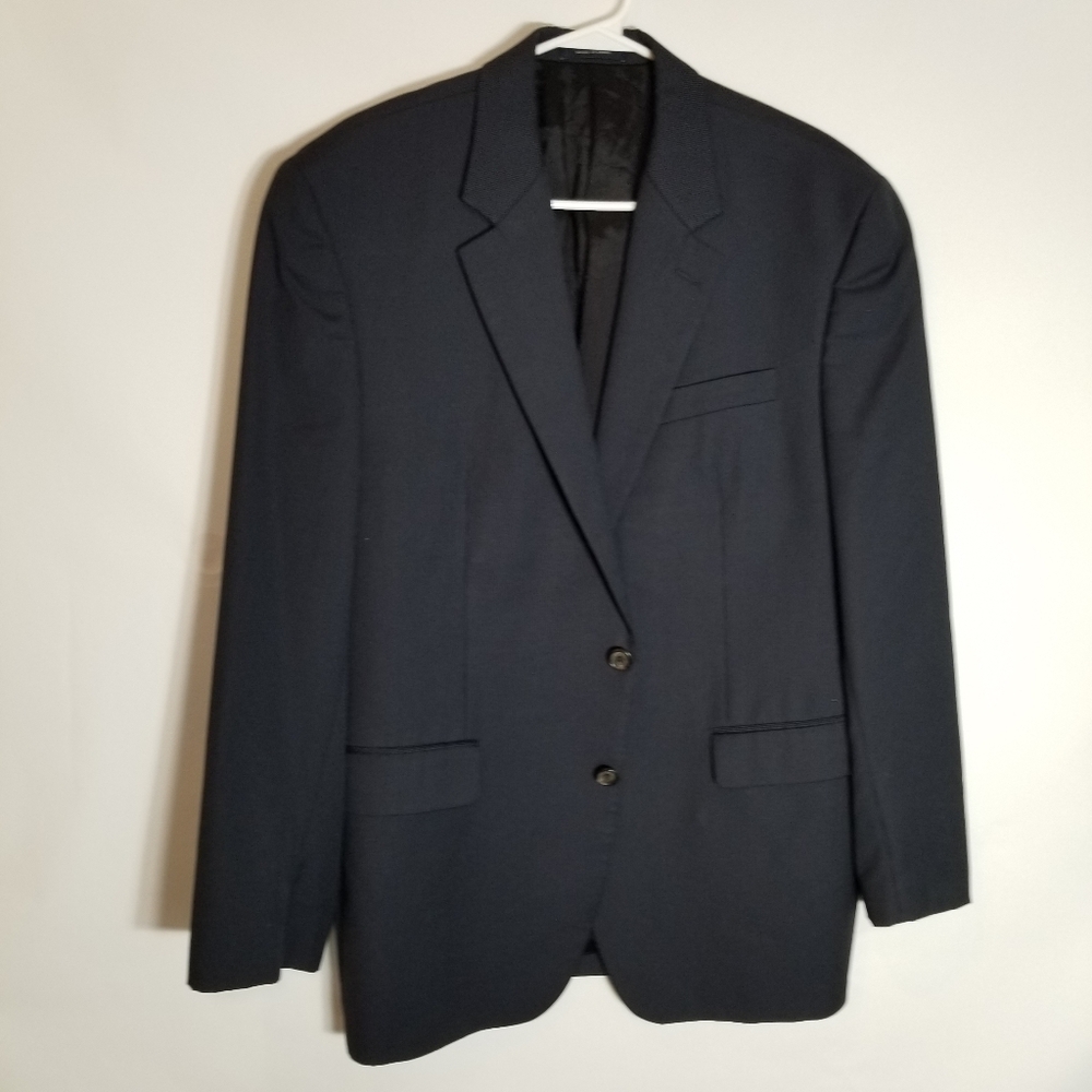 Ralph Lauren Blazer Men's 42R Coat Navy Blue Pinstripe 100% Wool 2 Button